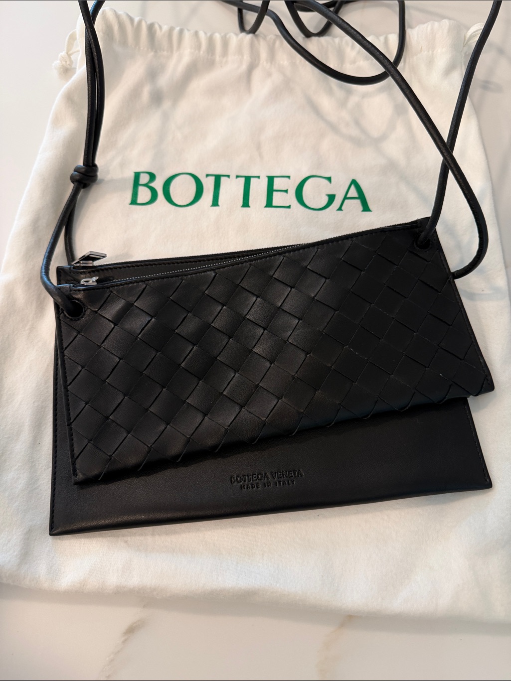 Bottega Veneta Black Woven Leather Shoulder Bag